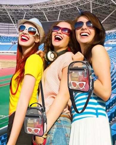 حقيبة شفافة تمر بالجسم معتمدة مع أشرطة قابلة للإزالة، محفظة صغيرة شفافة للنساء، حقيبة حفلات شفافة للمناسبات الرياضية والمدارس والمهرجانات in Kuwait