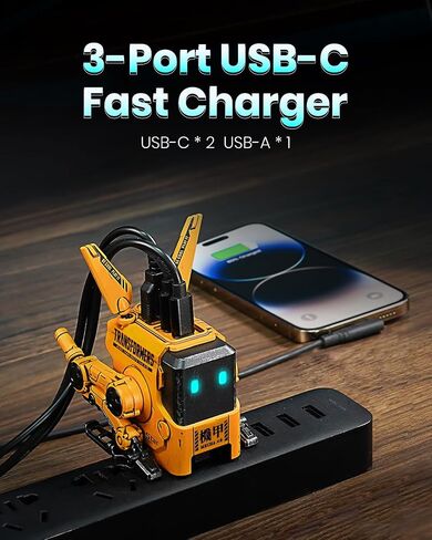 شاحن USB C بقدرة 65 وات، كتلة شاحن سريع GravaStar Alpha65 Robot GaN، محول طاقة 3 منافذ، شاحن حائط قابل للطي لجهاز MacBook Pro/Air، iPad Pro، Galaxy S23، XPS 13، Note 20/10+، iPhone 15/Pro، Steam Deck in Kuwait