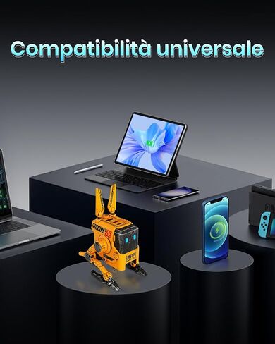 شاحن USB C بقدرة 65 وات، كتلة شاحن سريع GravaStar Alpha65 Robot GaN، محول طاقة 3 منافذ، شاحن حائط قابل للطي لجهاز MacBook Pro/Air، iPad Pro، Galaxy S23، XPS 13، Note 20/10+، iPhone 15/Pro، Steam Deck in Kuwait
