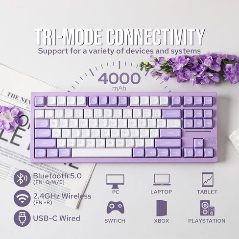 EPOMAKER x Feker Galaxy80 Gaming Keyboard, Aluminum Alloy Wireless Mechanical Keyboard, BT5.0/2.4G/USB-C Gasket-Mounted Keyboard, Hot Swappable, NKRO Creamy Keyboard (Black, Marble White Switch) in Kuwait