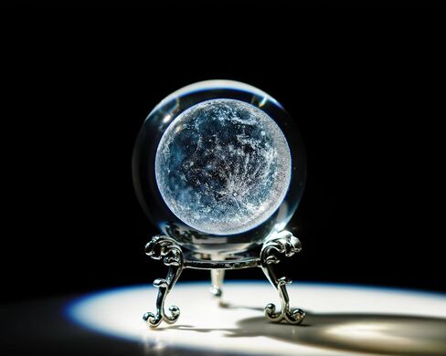 H&D HYALINE & DORA 60mm(2.3inch) Moon Crystal Ball Paperweight 3D Laser Engraved Quartz Glass Ball with Stand Sphere Table Decor Crafts in Kuwait