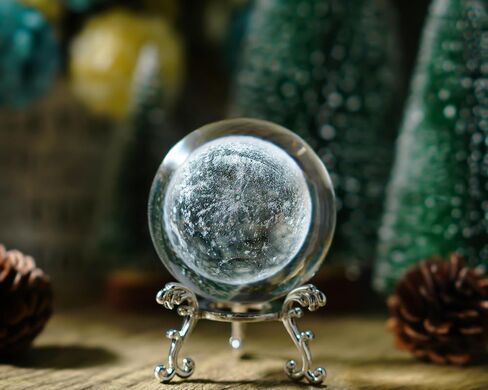 H&D HYALINE & DORA 60mm(2.3inch) Moon Crystal Ball Paperweight 3D Laser Engraved Quartz Glass Ball with Stand Sphere Table Decor Crafts in Kuwait