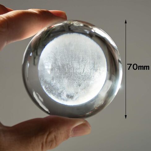 H&D HYALINE & DORA 60mm(2.3inch) Moon Crystal Ball Paperweight 3D Laser Engraved Quartz Glass Ball with Stand Sphere Table Decor Crafts in Kuwait