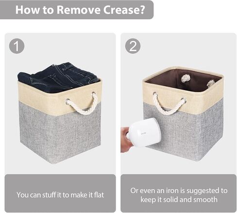 Univivi Fabric Storage Cube Bins with Handles 11 inch Collapsible Canvas Storage Basket for Organizing Shelves Closet Home (4 Pack,Gray, 10.5" x 10.5" x 11" ) in Saudi Arabia