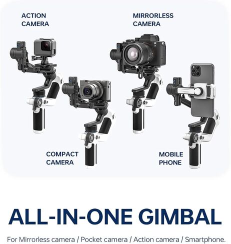 FeiyuTech [Official] SCORP Mini-2 All in One 3-Axis Camera Stabilizer,Built-in AI Track Sensor Handheld Gimbal for Sony A7III,Canon R6,Nikon Z30,Fujifilm,GoPro11/12,iPhone 15 14Pro,Samsung,Max 2.65lb in Kuwait