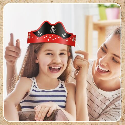 Funtery 48 Pcs Pirate Hat Pirate Party Accessories Kids Paper Costume Cap for Halloween Caribbean Cosplay in Saudi Arabia