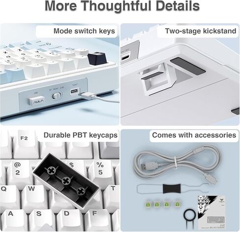 AULA F99 Wireless Mechanical Keyboard, Hot Swappable Custom Keyboard,Pre-lubed Linear Switches,Gasket Structure,RGB Backlit Gaming Keyboard (Blue&White) in Kuwait