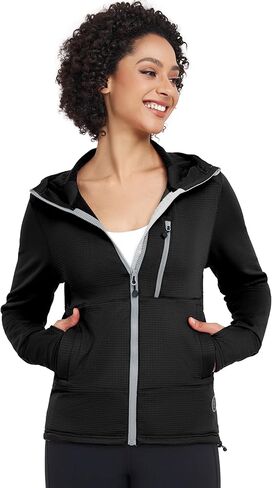 سترة جري نسائية شتوية خفيفة الوزن من الصوف الدافئ من Little Donkey Andy تسمح بالتهوية، سترة حرارية للتنزه سيرًا على الأقدام in Kuwait