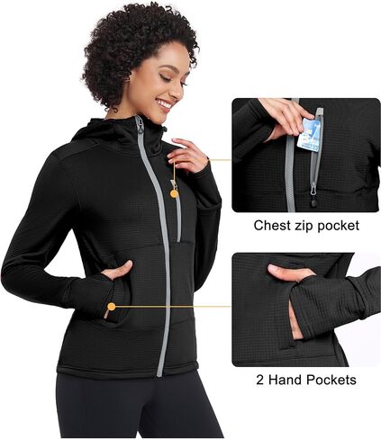 سترة جري نسائية شتوية خفيفة الوزن من الصوف الدافئ من Little Donkey Andy تسمح بالتهوية، سترة حرارية للتنزه سيرًا على الأقدام in Kuwait