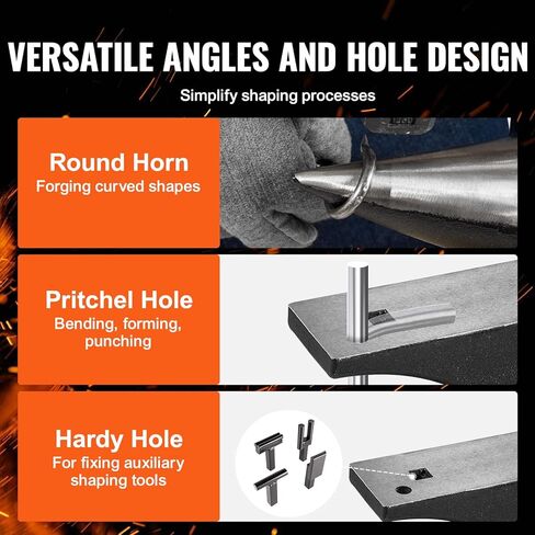 VEVOR Single Horn Anvil, 66Lbs Cast Steel Anvil, High Hardness Rugged Round Horn Anvil Blacksmith, with Round and Square Hole, Large Countertop and Stable Base, Metalsmith Tool for Bending and Shaping in Saudi Arabia