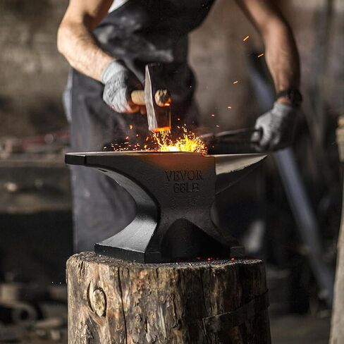 VEVOR Single Horn Anvil, 66Lbs Cast Steel Anvil, High Hardness Rugged Round Horn Anvil Blacksmith, with Round and Square Hole, Large Countertop and Stable Base, Metalsmith Tool for Bending and Shaping in Saudi Arabia