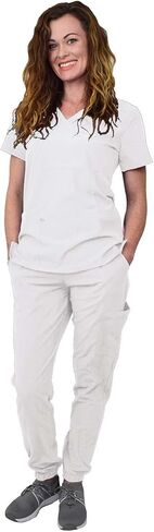 Green Town Women's Jogger Scrub Set Medical Nursing GT 4FLEX Top and Pant Solid Colors and Prints in Kuwait