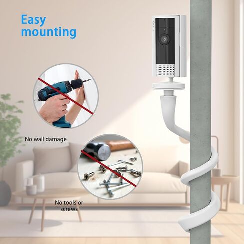 HOLACA Flexible Twist Mount for Indoor Camera(2nd Gen) Stand Bracket with 1/4 Threaded Hole Holder and Adjustable 360 Degree Mount for Crib Nursery Pillars (Twist Mount) (White) in Kuwait