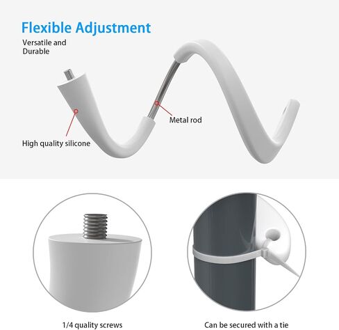 HOLACA Flexible Twist Mount for Indoor Camera(2nd Gen) Stand Bracket with 1/4 Threaded Hole Holder and Adjustable 360 Degree Mount for Crib Nursery Pillars (Twist Mount) (White) in Kuwait
