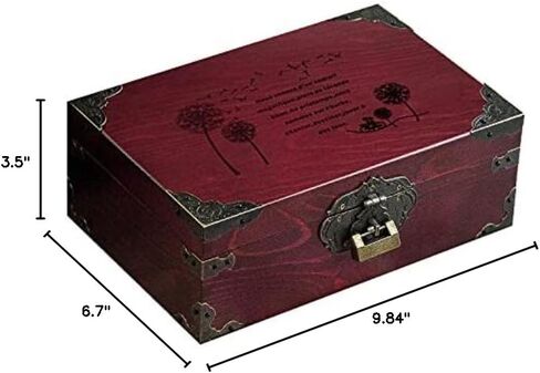 Large Vintage Wooden Storage Box with Hinged Lid Decorative Wood Jewelry Makeup Tea Stash Boxes Organize all Your Parts storage（Maroon-Stained）(Blank no picture) in Saudi Arabia