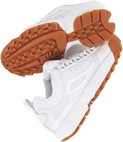 Fila Men's Disruptor II No-Sew Sneakers White/White/Gum 7.5 in Saudi Arabia
