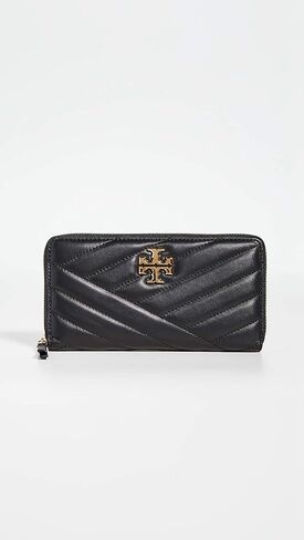 محفظة نسائية من Tory Burch Kira Chevron بسحاب كونتيننتال، سوداء، مقاس واحد in Kuwait