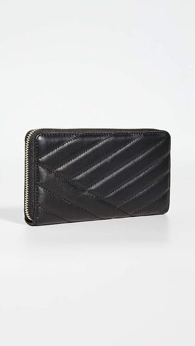 محفظة نسائية من Tory Burch Kira Chevron بسحاب كونتيننتال، سوداء، مقاس واحد in Kuwait