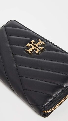 محفظة نسائية من Tory Burch Kira Chevron بسحاب كونتيننتال، سوداء، مقاس واحد in Kuwait