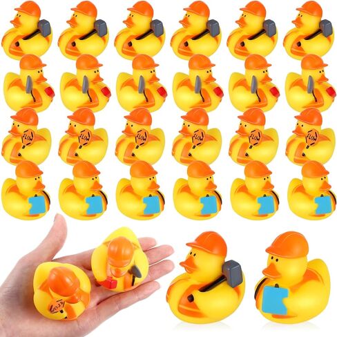 DEEKIN 50 Pcs Construction Worker Rubber Ducks 4 Styles 2" Orange Hat Rubber Ducks Bulk Cool Bath Tub Pool Duck Bath Toy for Car Birthday Party Favors Swimming Gifts Decoration in Saudi Arabia