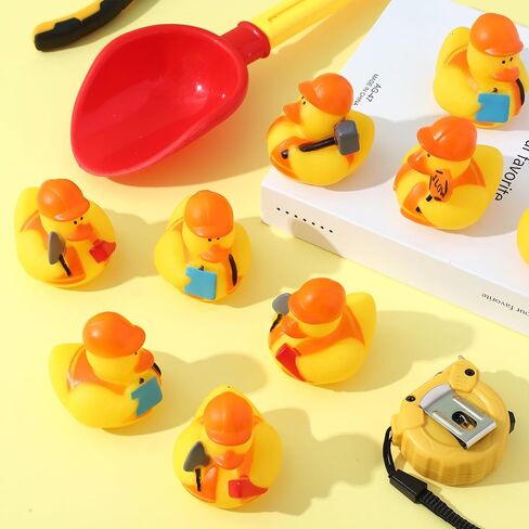 DEEKIN 50 Pcs Construction Worker Rubber Ducks 4 Styles 2" Orange Hat Rubber Ducks Bulk Cool Bath Tub Pool Duck Bath Toy for Car Birthday Party Favors Swimming Gifts Decoration in Saudi Arabia