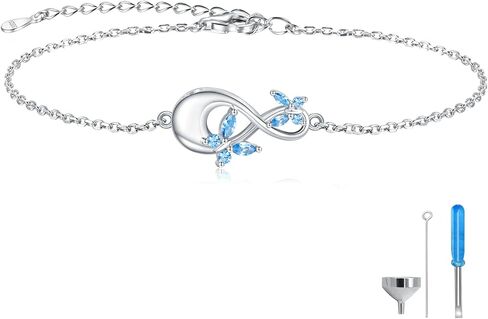 Sterling Silver Infinity Urn Bracelet for Ashes - S925 Teardrop Cubic Zirconia Cremation Keepsake Jewelry Gift for Women Loss Loved One in Kuwait
