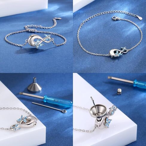 Sterling Silver Infinity Urn Bracelet for Ashes - S925 Teardrop Cubic Zirconia Cremation Keepsake Jewelry Gift for Women Loss Loved One in Kuwait
