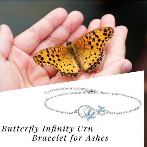 Sterling Silver Infinity Urn Bracelet for Ashes - S925 Teardrop Cubic Zirconia Cremation Keepsake Jewelry Gift for Women Loss Loved One in Kuwait