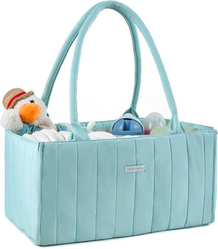 منظم علبة حفاضات الأطفال من كلير وورلد، سلة تخزين الحضانة، هدية لاستحمام الطفل، منظم علبة السيارة، منظم تخزين الطفل للحفاضات ومستلزمات الأطفال حديثي الولادة، أخضر شاحب in Kuwait
