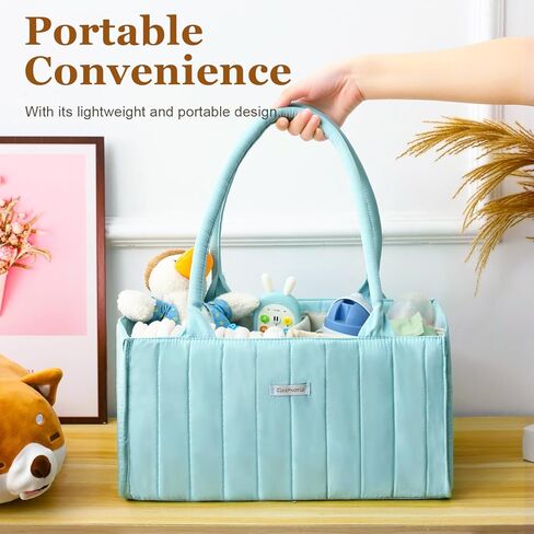 منظم علبة حفاضات الأطفال من كلير وورلد، سلة تخزين الحضانة، هدية لاستحمام الطفل، منظم علبة السيارة، منظم تخزين الطفل للحفاضات ومستلزمات الأطفال حديثي الولادة، أخضر شاحب in Kuwait