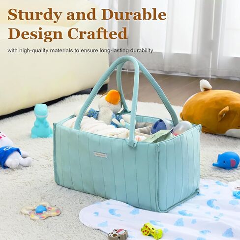 منظم علبة حفاضات الأطفال من كلير وورلد، سلة تخزين الحضانة، هدية لاستحمام الطفل، منظم علبة السيارة، منظم تخزين الطفل للحفاضات ومستلزمات الأطفال حديثي الولادة، أخضر شاحب in Kuwait