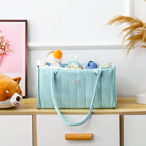 منظم علبة حفاضات الأطفال من كلير وورلد، سلة تخزين الحضانة، هدية لاستحمام الطفل، منظم علبة السيارة، منظم تخزين الطفل للحفاضات ومستلزمات الأطفال حديثي الولادة، أخضر شاحب in Kuwait
