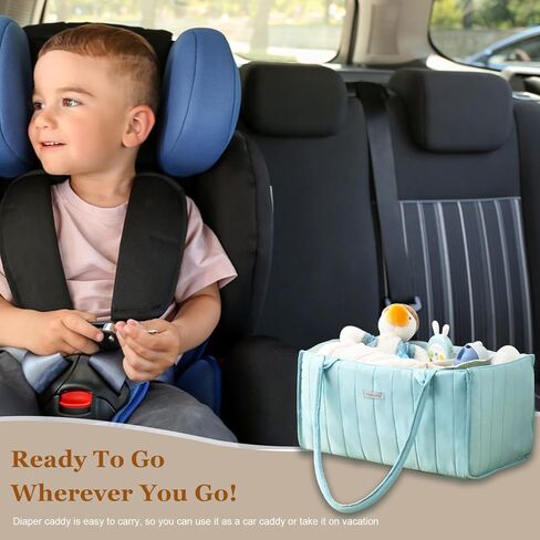 منظم علبة حفاضات الأطفال من كلير وورلد، سلة تخزين الحضانة، هدية لاستحمام الطفل، منظم علبة السيارة، منظم تخزين الطفل للحفاضات ومستلزمات الأطفال حديثي الولادة، أخضر شاحب in Kuwait