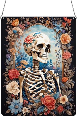 2024 Halloween Acrylic Decorations Glow in the Dark Halloween Skull Wall Art Decor Fluorescence Wall Sign Luminous Door Wall Hanging Ornament for Home Outdoor Indoor Decoration Supplies (7.9"/20cm) in Saudi Arabia