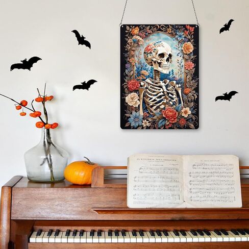 2024 Halloween Acrylic Decorations Glow in the Dark Halloween Skull Wall Art Decor Fluorescence Wall Sign Luminous Door Wall Hanging Ornament for Home Outdoor Indoor Decoration Supplies (7.9"/20cm) in Saudi Arabia