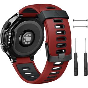 NotoCity Compatible with Forerunner 220 Watch Bands Black Buckle Sport Silicone Watch Strap Replacement for Forerunner 230/220/235/620/630/735XT Smartwatch (2pcs-2)