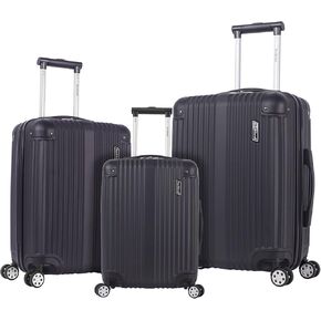 Rockland Berlin Hardside Expandable Spinner Wheel Luggage Set, Charcoal, 3-Piece (20/24/28)