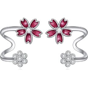 CRMAD Scottish Thistle Earrings Sterling Silver Purple Flower Studs Earrings Jewelry Gift for Girs