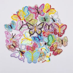 25pcs Embroideried Iron On Patches Butterflies Flowers Toadstool Mix Patch for Jeans Hats Bags Clothing DIY Backpack Badge Sewing Applique Repair Sticker DIY Crafts Embellishments Decorations