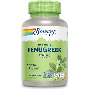 SOLARAY Fenugreek Seed 1240 mg, Healthy Digestion Support and More, Vegan and Lab Verified for Quality, 90 Servings, 180 VegCaps