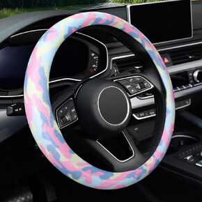 ZHOL Steering Wheel Cover Universal 15 inch Microfiber Breathable Ice Silk Steering Wheel Covers Anti-Slip Car Interior Accessories for Women Men, Warm in Winter and Cool in Summer, Black