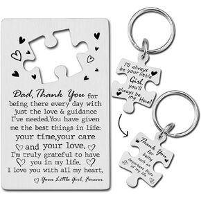 to My Husband Wallet Card, When I Say I Love You More Valentines Anniversary Love Note Metal Wallet Insert Gift for Him Boyfriend, Sentimental Long Distance Puzzle Piece Keychain Engraved Set PTK04 in Kuwait