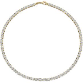 Classic Traditional Bridal Cubic Zirconia Graduated AAA CZ Square Cut Channel Set Or Round Prong Bezel Set Statement Tennis Necklace Collar For Women Wedding Prom Silver, Rose 14K Gold Plated
