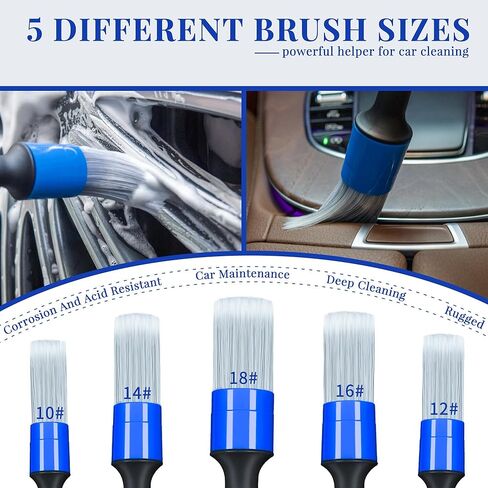 5 قطع من فرش تفصيل السيارة من bemece، 5 قطع من فرش التفاصيل بأحجام مختلفة، فرشاة تنظيف السيارة لتنظيف الجزء الخارجي والداخلي والعجلات والشعارات وخليج المحرك والجلد وفتحات الهواء in Kuwait