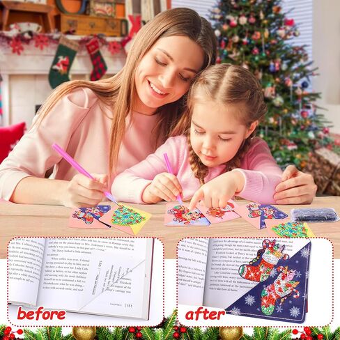 BSRESIN Christmas Diamond Art Bookmarks, 4 PCS Cute Diamond Art Bookmarks for Book Lovers, Christmas Gift DIY Diamond Art Accessories, Diamond Art Kits for Adults in Kuwait