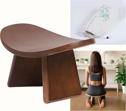 Sensa Meditation Bench, Wooden Kneeling Stool, Portable with Travel Bag, Foldable, Ergonomic & Durable Design, Comfort Chair for Deeper & Longer Meditation, Perfect for Yoga, Prayer, Seiza (6 inch) in Saudi Arabia