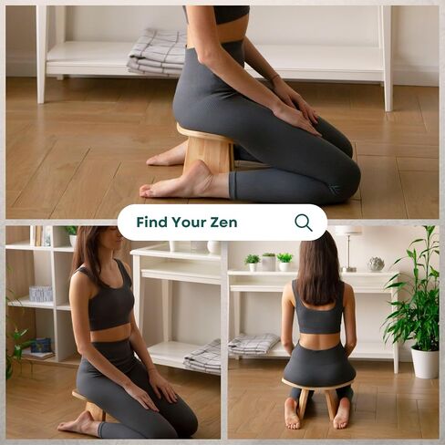 Sensa Meditation Bench, Wooden Kneeling Stool, Portable with Travel Bag, Foldable, Ergonomic & Durable Design, Comfort Chair for Deeper & Longer Meditation, Perfect for Yoga, Prayer, Seiza (6 inch) in Saudi Arabia