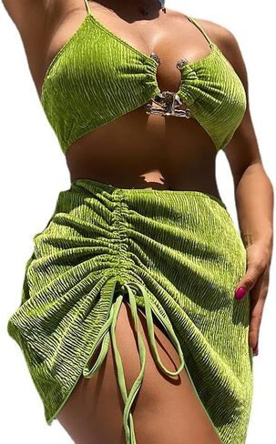 AIBEARTY Women Sexy Off Shoulder Bandeau Two Piece Bikini Set Push Up Metal Ring High Waist Swimwear Bathing Suit in Saudi Arabia