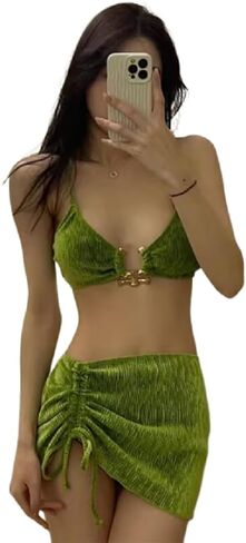 AIBEARTY Women Sexy Off Shoulder Bandeau Two Piece Bikini Set Push Up Metal Ring High Waist Swimwear Bathing Suit in Saudi Arabia