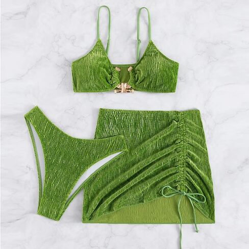 AIBEARTY Women Sexy Off Shoulder Bandeau Two Piece Bikini Set Push Up Metal Ring High Waist Swimwear Bathing Suit in Saudi Arabia